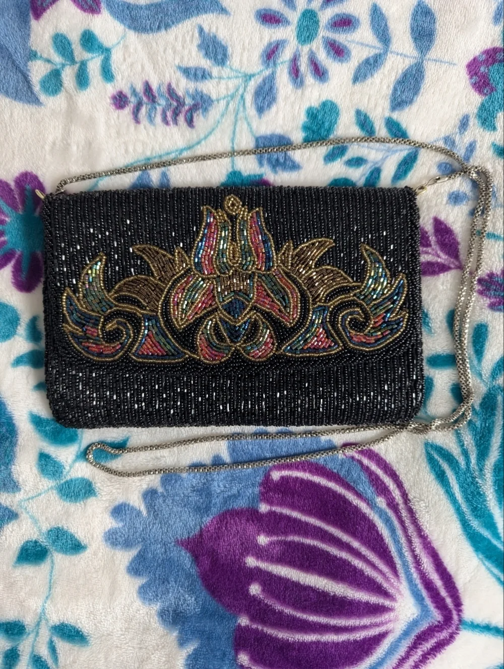 La Regale Vintage Unique Beaded Black Chained Shoulder Bag Wedding Prom Gatsby